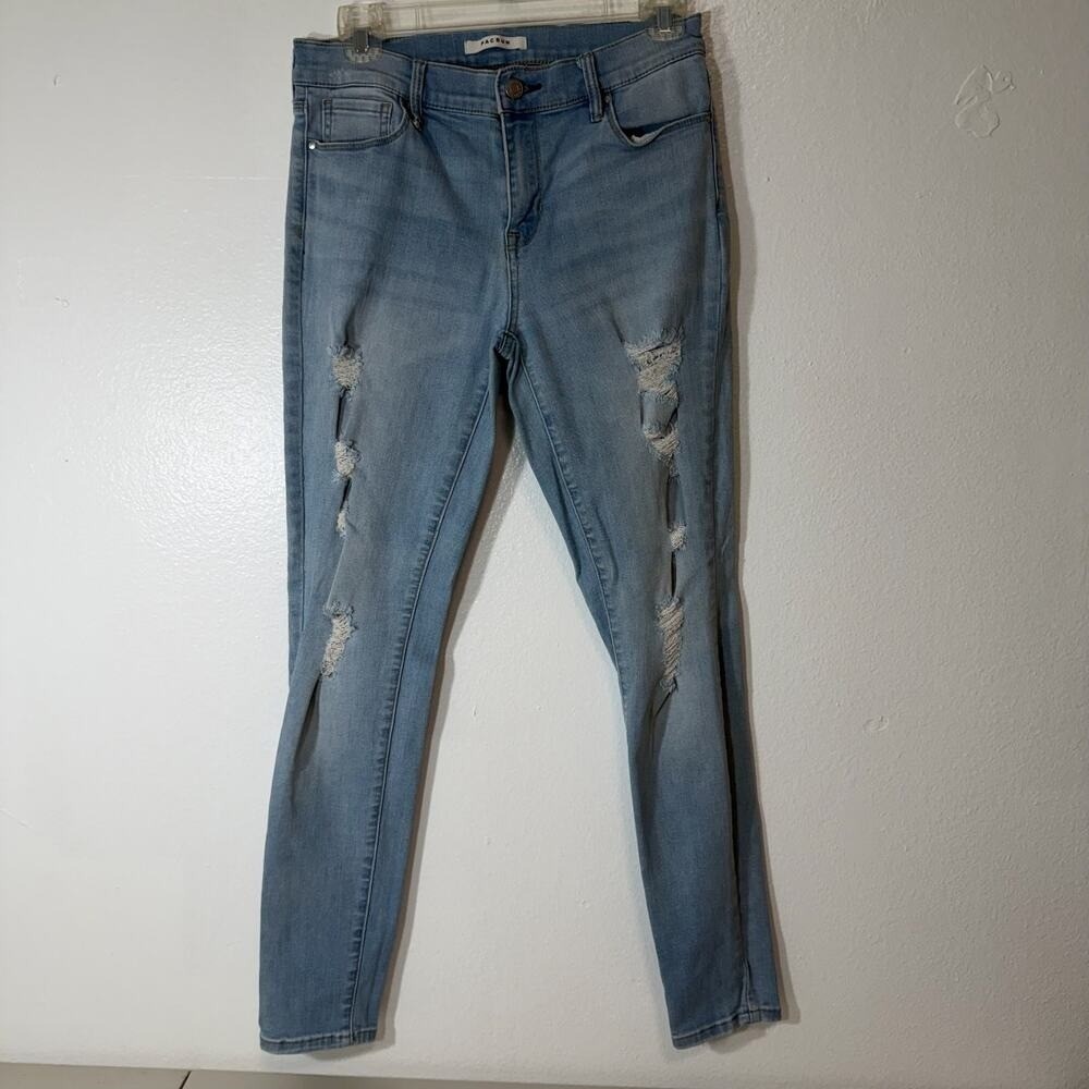 PacSun‎ Perfect Fit Jegging 27 Light Wash Distressed Skinny Jeans Y2K Stretch